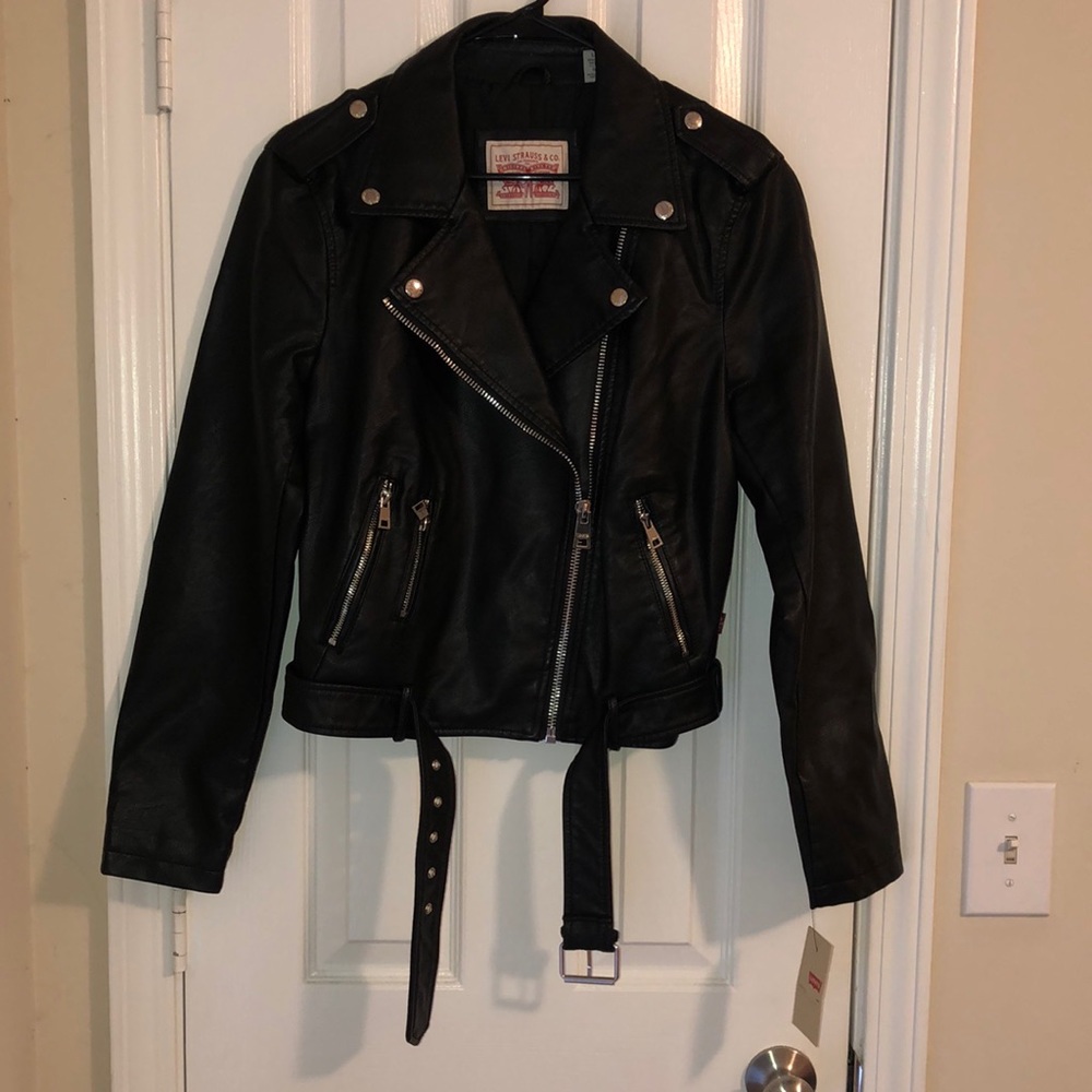NWT Levi Strauss Black Faux Leather Motorcycle Jacket